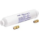 EZ-FLO 10 Inch Line Water Filter, Brass 1/4 Inch MIP x 7/16 Inch Compression Adapters, 1500 Gallon Capacity, 60458N