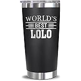AcevedoDesign World's Best Lolo Tumbler - Best Lolo Laser Engraved - Lolo Mug - Father's Day Gift - Birthday Gift For Lolo - Lolo Coffee Mug - Stainless Steel Travel Tumbler 20Oz, Black