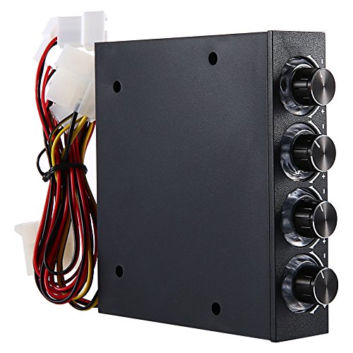 STW 3.5 inch Drive Bay Full Brushed Aluminum 4 Channels Fan Speed Temperature Controller with Blue Light