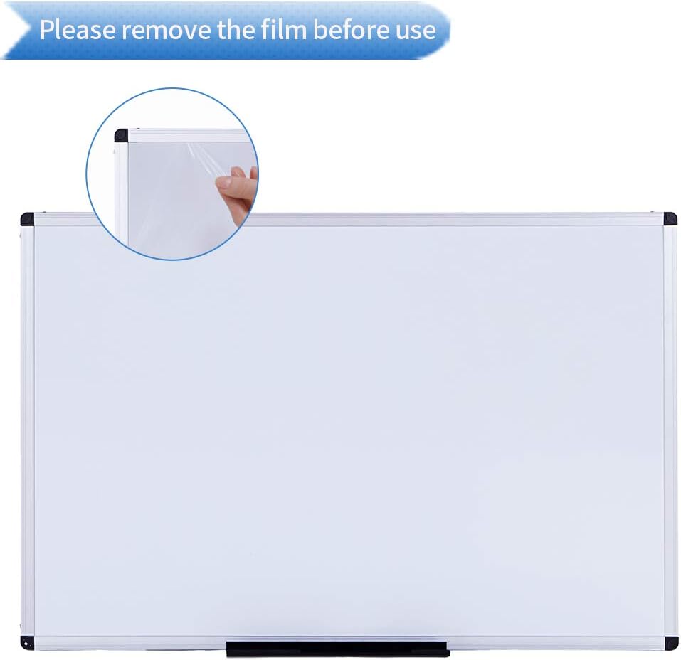 VIZ-PRO Magnetic Whiteboard 120 x 60 cm, Dry Erase White Board with Pen Tray, Silver Aluminium Frame - Image 5