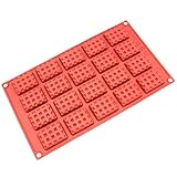 Freshware SL-137RD 20-Cavity Silicone Mini Rectangle Waffle, Cookie, Chocolate, Candy and Gummy Mold