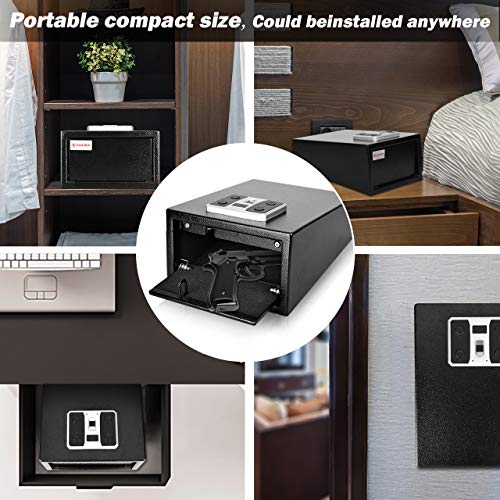 YUEMA Biometric Gun Safe Quick Access Handgun Safes with Fingerprint