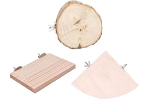 WELECOM 3 Pcs Birdcage Perches Parrot Cage Perch Wooden Platform Stand Bird Perch Stand Toy Hamster Springboard Chinchilla Cage Corner Shelf Laddered Natural Wood Branches Exercise Toy for Parakeets Hedgehog