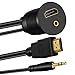 BATIGE HDMI & 3.5mm Male to Female 3.5mm + HDMI Car Mount Flush Extension Cable with Mounting Panel - 3ft