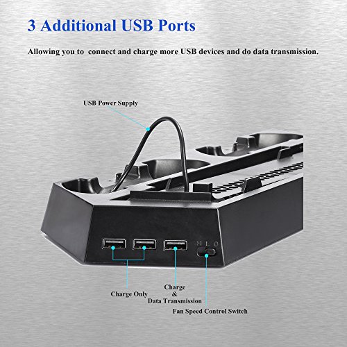 image for Colleer PS4 Controller Charger with Dual Cooling Fans, Cooling Stand w