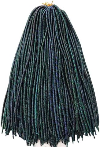 5packs/lot 18inch 16strands/pack Synthetic Low Temperature Fiber Faux Locs Crochet Braids Hair Extensions Mix Green Color Goddess Dread Locks Style (Mix Green)
