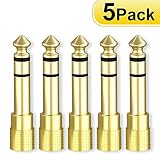 ABLEWE Headphone Stereo Adapter,6.35mm 1/4 inch Plug to 3.5mm 1/8 inch Male to Female Gold Plated Audio Jack Adapter(5 Pack)