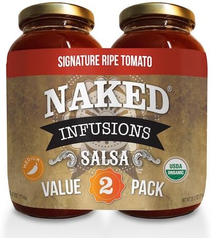 Naked Infusions Gourmet Salsa - Twin-Pack: Two 25oz ORGANIC Signature Ripe Tomato - MEDIUM HEAT