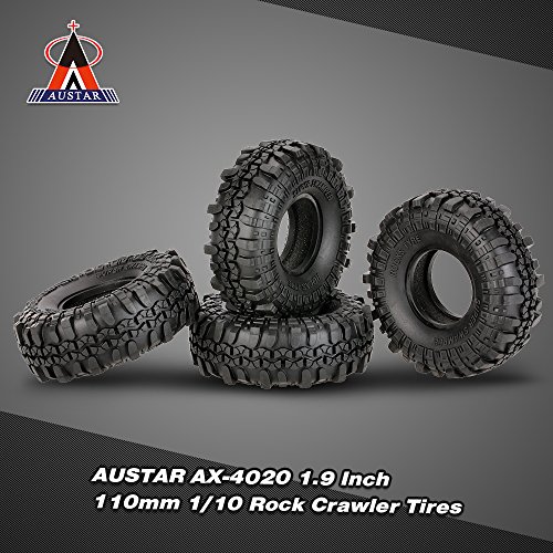 Goolsky 4Pcs AUSTAR AX-4020 1.9 Inch 110mm 1/10 Rock Crawler Tires for D90 SCX10 AXIAL RC4WD TF2 RC Car