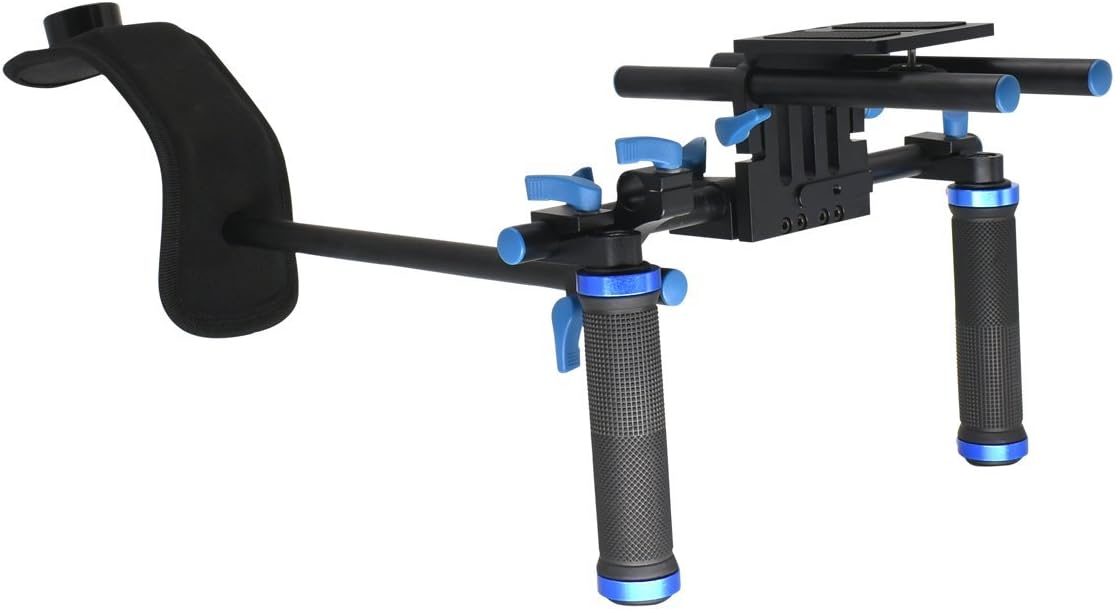 Kimorikisei DSLR Rig Shoulder Mount Include Camera/Camcorder Mount Slider, Double-hand Handgrip,Shoulder Pad For All Video Cameras and DV Camcorders.