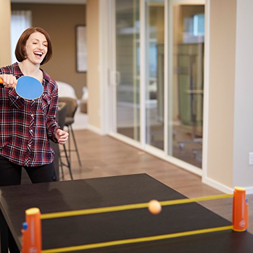 Harvil Portable and Retractable Table Tennis Net Set to-Go with Free Balls, Rackets, and Mesh Bag