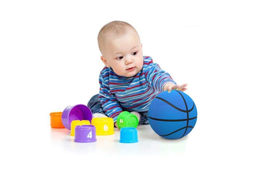 Mini Basketball,HUNFS 5 Inch Small Basketball Water Ball for Kids with Soft and Bouncy +Bright Color+Environmental Protection Material