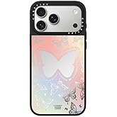 CASETiFY Mirror iPhone 17 Pro Max Case [Reflective/Compatible with Magsafe / 4.9 ft. 1X Military Grade Drop Protection] - You Give Me Butterflies - Silver On Black
