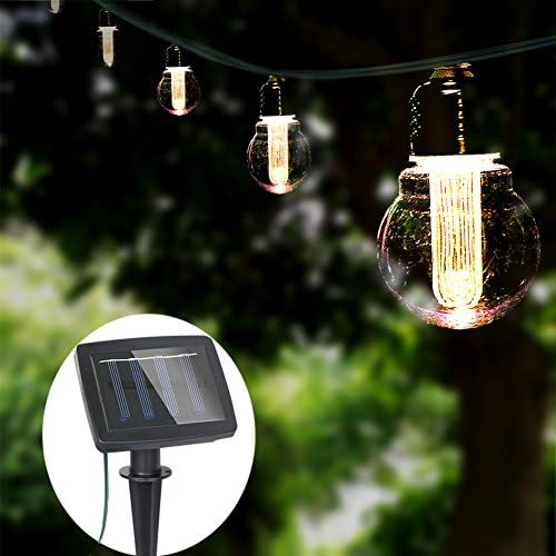 G40 Lamp Solar String Lights, 20 LEDs Bulb And 20 Feet Length, McWorks Solar Decorative Lights, Warm White for Patio, Garden, Backyard, Yard, Fence, Path, Tree Decoration