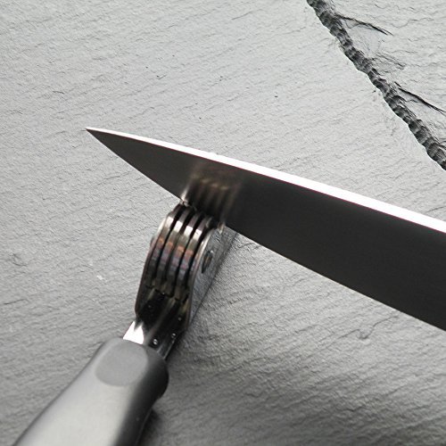 Knife Sharpener BOJ with Ergonomic Handle and Wheel Sharpening System