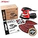 Hi-Spec 12 Piece 1.6A 180W Palm Detail Orbital Sander with 10 Sheets Sandpaper. Hand-held Powered Sanding of Wood, Paint & Varnish for DIY Woodworking
