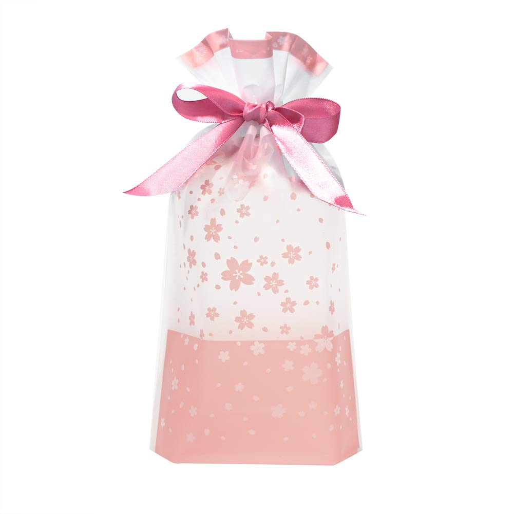 SumDirect 50Pcs 15x23cm Sakura Cherry Blossom Pink Stand up Treat Bags, Party Favor Bags, Food Storage Bags for Dessert,Cookies and Candies
