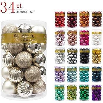 KI Store 34ct Christmas Ball Ornaments Shatterproof Christmas Decorations Tree Balls Small for Holiday Wedding Party Decoration, Tree Ornaments Hooks Included 1.57