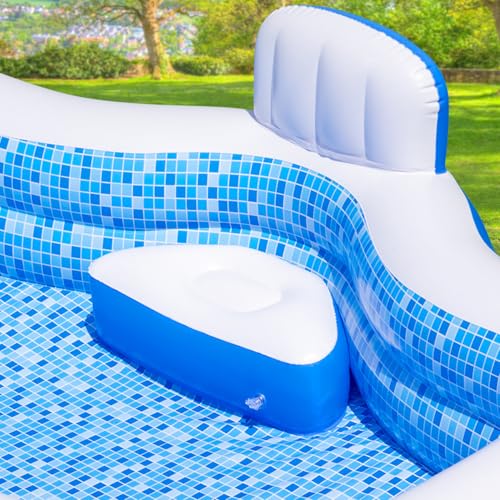 Inflatable Swimming Pool with Seat Pump, 121" X 90" X 22" Blow-Up Pool for Kids Adults Oversized Thickened Kiddie Pool Family Full Sized Inflatable Pools for Garden, Backyard, Outdoor Water Party