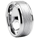 King Will CLASSIC 8mm Tungsten Ring Matte Brushed Finish Grooved Comfort Fit Polished Men's Wedding Band