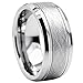 King Will CLASSIC 8mm Tungsten Ring Matte Brushed Finish Grooved Comfort Fit Polished Men's Wedding Band