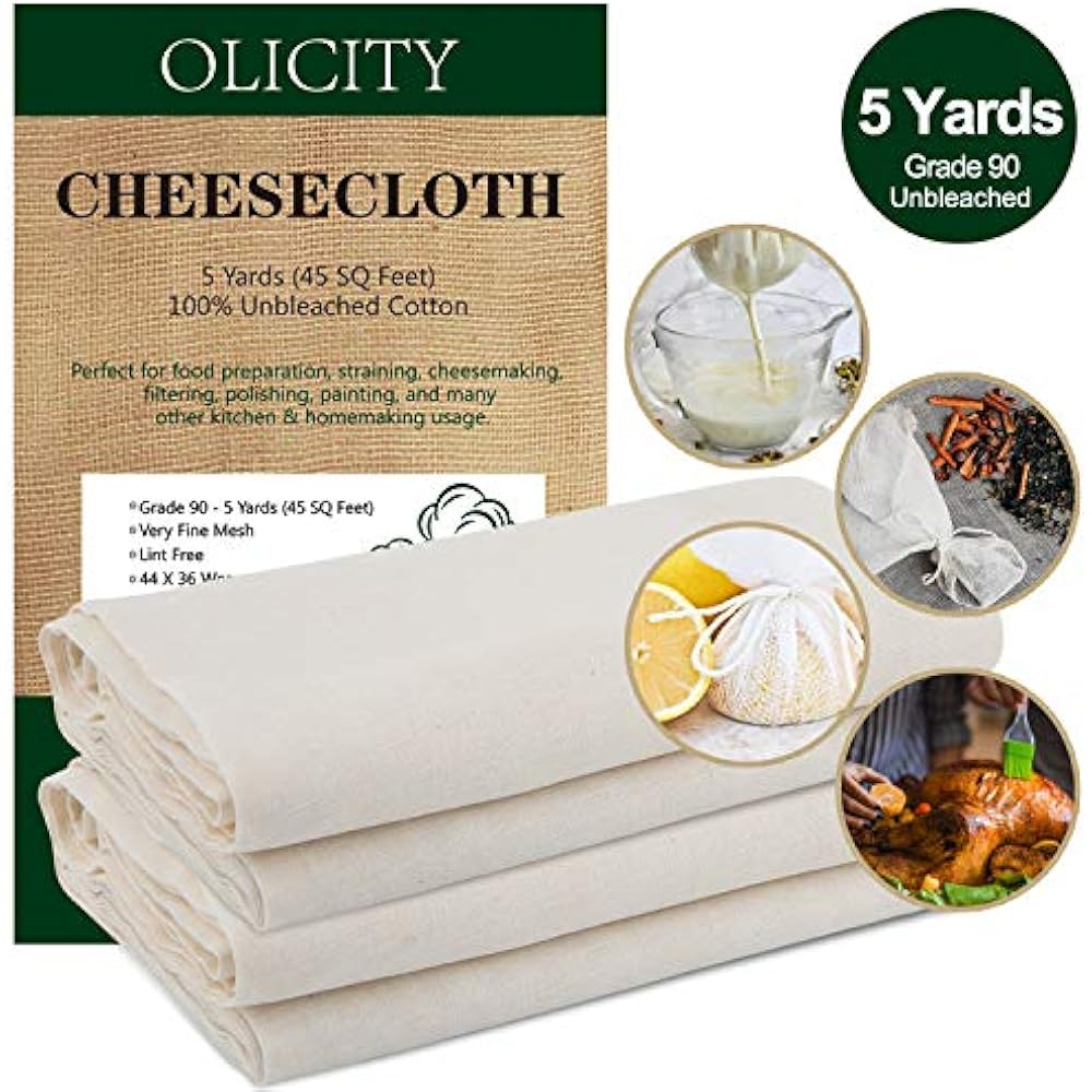 Cheesecloth, Grade 90, 45 Square Feet, 100 Unbleached Cotton Fabric