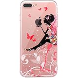 iPhone 7 plus Case, JAHOLAN Beautiful Clear TPU Soft Case Rubber Silicone Skin Cover for iPhone 7 plus 2016 Release - Flower Fairy
