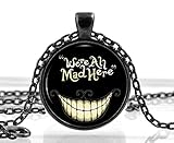 Black Alice in Wonderland Necklace - Cat Quote Pendant