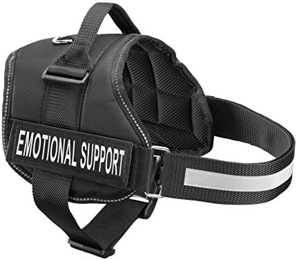 Emotional Support Dog Vest Harness with Reflective Straps, Interchangeable Patches, & Top Handle - ESA Dog Vest in 8 Sizes - Heavy Duty Emotional Support Dog Harness for Working Dogs (Black, XXL)