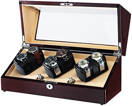 OLYMBROS 3 Rotors Automatic Watch Winder for 6 Watches with LED Light