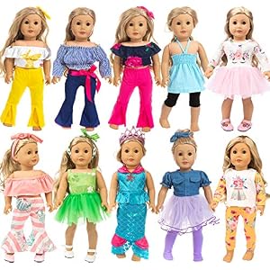ZITA-ELEMENT-10-Complete-Sets-18-Inch-Doll-Clothes-Dress-and-Accessories-for-American-18-Inch-Girl-Doll-Generation-Life-Doll-Clothes-Outfits-Total-24-Pcs-Doll-Clothes-for-18-Inch-Dolls-Xmas-Gift