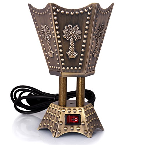 AM Electric Bakhoor Burner Electric Incense Burner - Oud Resin Frankincense (Small Hexagon Bronze)