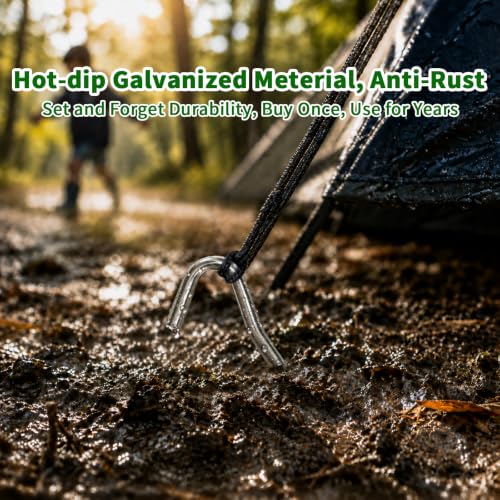Metal Tent Stakes Heavy Duty 9 Inch, 25 Pcs Anti-Rust Ground Stakes image 12