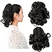 Beauty Angelbella Curly Ponytail Extension 14 Inch, Synthetic Short Curly Wave Claw Clip Ponytail Hairpieces for Women Natural Black