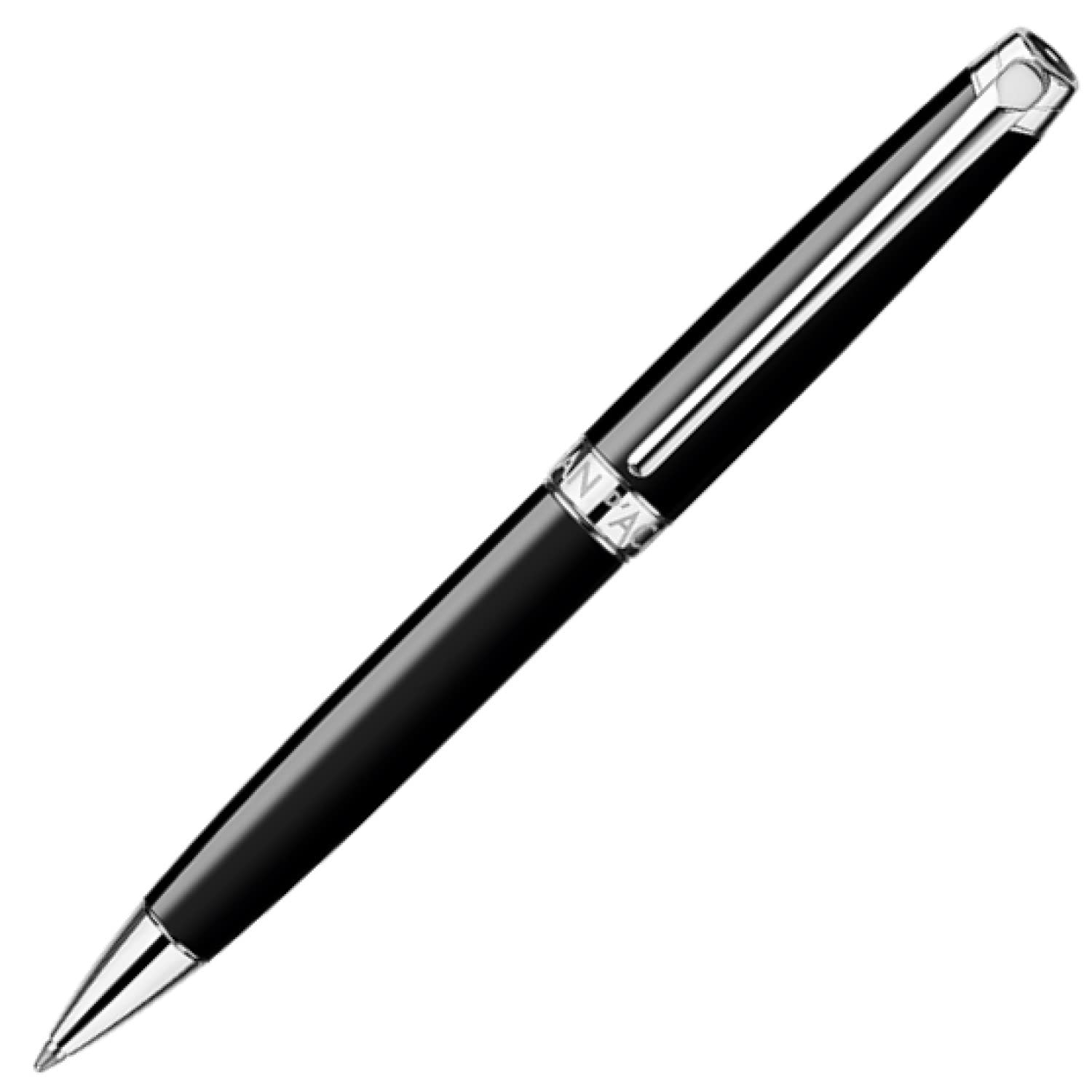 Caran D'ache Leman Ebony Black Lacquered Silver Plated Rhodium Coated Rollerball Pen