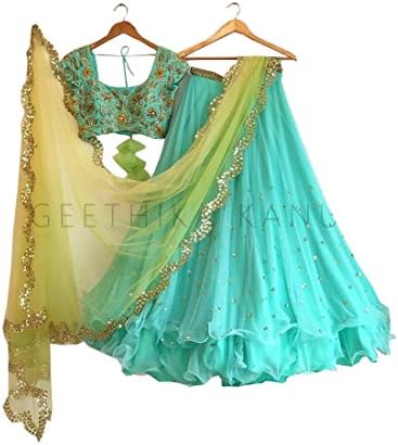 AMIT FASHIONS Indian Designer Lehenga Choli for Women Sea Blue