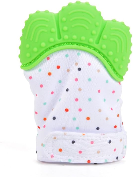 Silicone Teething Hand Mitt for Babies BPA-Free Baby Teether Mitten Gloves for Gum Pain Relief Safe, Adjustable, Washable Infant & Toddler Nubby Glove, 1pc Unisex Green for Boys & Girls