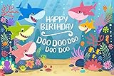 Daniu 7x5FT Blue Ocean Shark Birthday Party Background Baby Shark Party Baby Shark Banner Photography backdrops Photo Studio Props