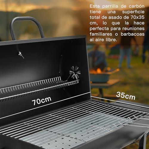 TEENO Charcoal Barbecue with XXL Cooking Grill, Anti-Burning Gloves, Thermometer, Ash Drawer, Adjustable Vent, Large Barbecue (Basic)