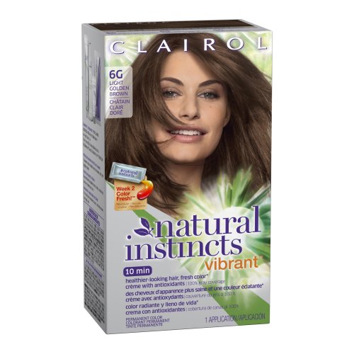 Clairol Natural Instincts Vibrant Permanent Hair Color 6g, Hot Tea, Light Golden Brown 1 Kit