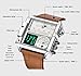 Top Plaza Men's Square Digital Electronic Genuine Leather Band 3ATM Waterproof LCD Sport Watch Casual Business Quartz Military Multifunction Back Light