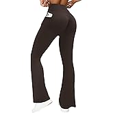 COPYLEAF Womens Scrunch Booty Lifting Leggings No Front Seam Flare Yoga Pants with Pockets Resistance Band Workout Leggings