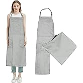 MIKI WELL Pottery Split-Leg Make Ceramic Apron, Long Split-Leg Artist Painting Apron with 3 Pockets for Men and Women