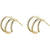 Reffeer Solid 925 Sterling Silver Multi Hoop Earrings Cuff Huggie for Women Teens Wrap Stud Earrings
