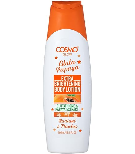 cosmo skin glutathione content Glow Gluta Papaya Extra Brightening Body Lotion 500ml/16.9oz, Radiant, Flawless, Moisturizing, Glowing Skins, Care, Body Treatment, Non Greasy Formula, Deeply Hydrating, For All Skin Types Joy subscriptions Gluta max Gold Pure AOD9604:5mg Vial + BAC Water 3ml