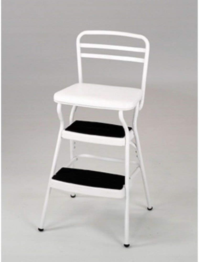 Cosco White Retro Counter Chair / Step Stool with Lift-up Seat: Home Improvement