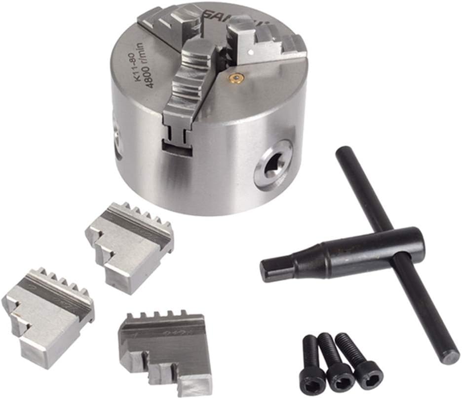 Lathe Chuck Tools - 3 Jaw Chuck Wood Lathe Turning Self Centering Chuck SANOU K11 80mm