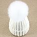 Dikoaina Winter Knit Slouchy Beanie Hat for Womens Faux Fur Pom Pom Hat Fleece Soft Warm Ski Cap
