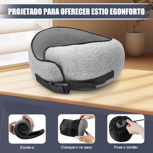 Viagem Ergonômico em Forma de U, Almofada Cervical Melhorada, Almofada Cervical de Viagem em Espuma Viscoelástica, Pescoço para Viscoelástico, Ergonômico em Forma Pescoço para Viscoelástico