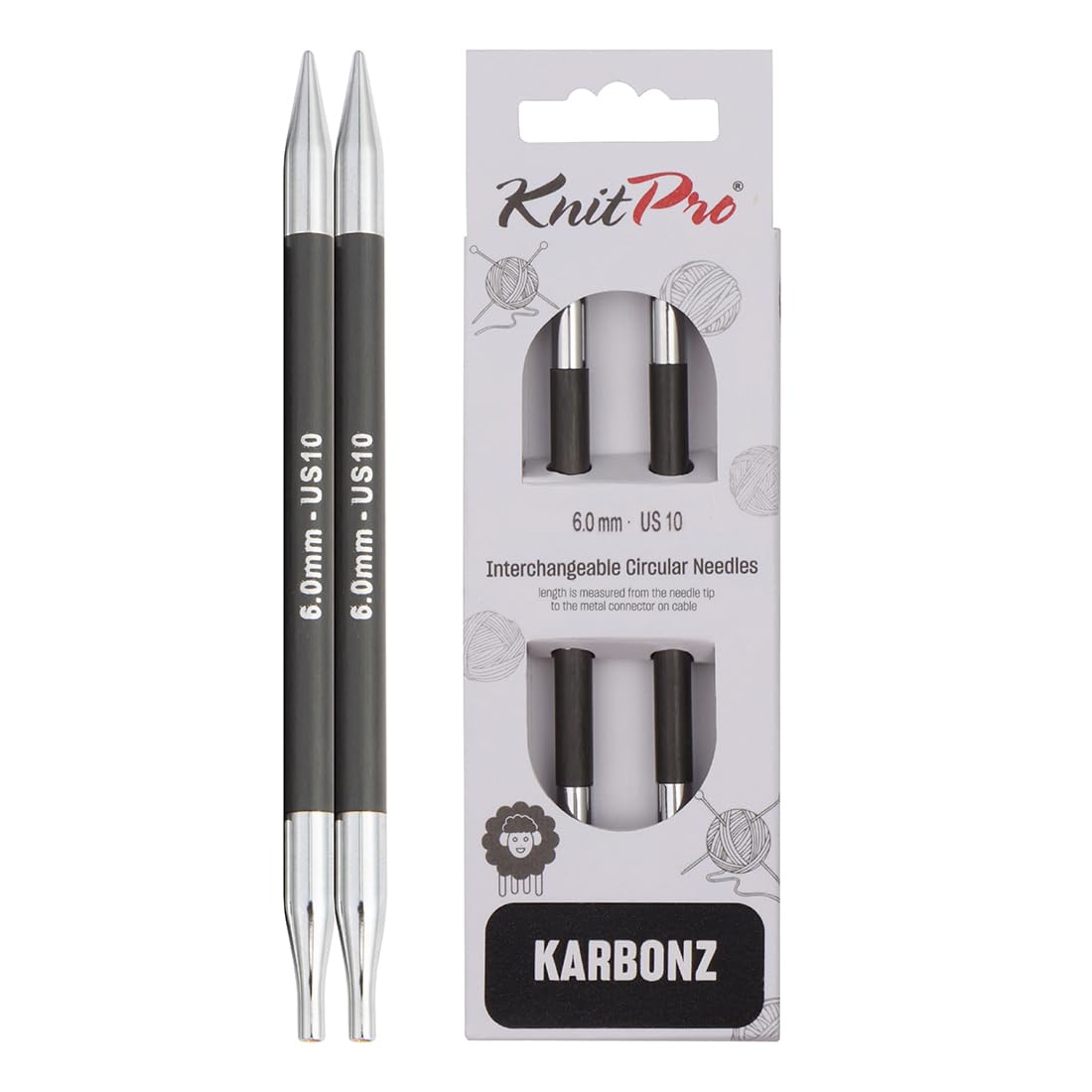 KnitPro Karbonz Interchangeable Circular Needles 5" (13cm) | 6.00 mm